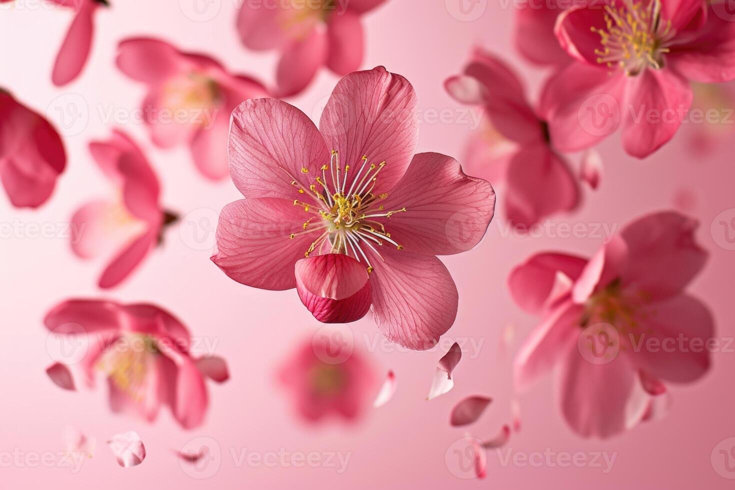 AI generated Quince Blossom  Beautiful Pink Flowers in Zero Gravity photo