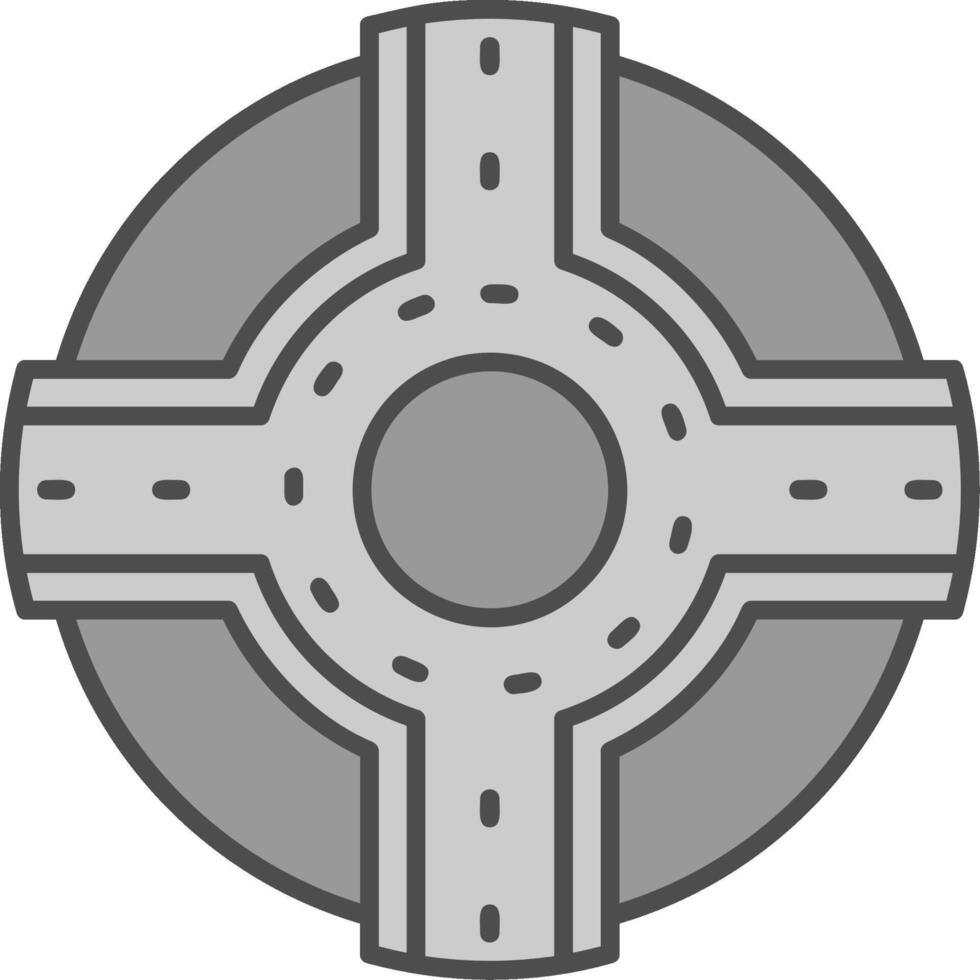 Roundabout Line Filled Greyscale Icon vector