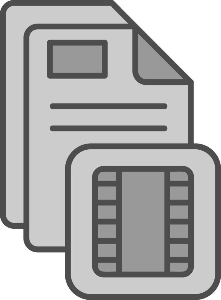 Film Line Filled Greyscale Icon vector