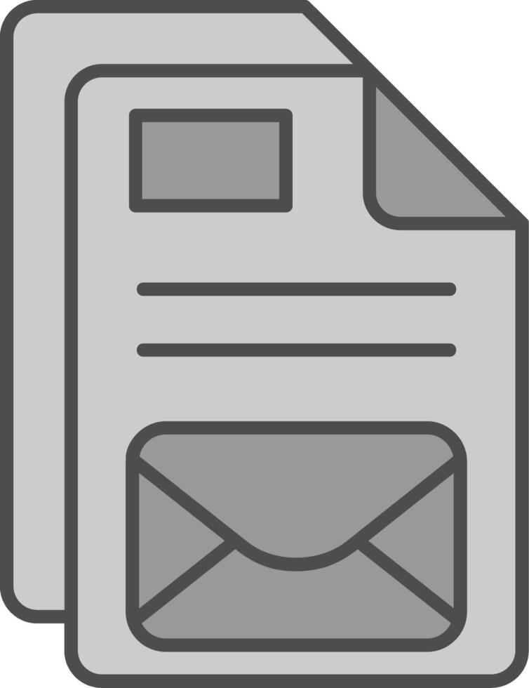 correo electrónico línea lleno escala de grises icono vector