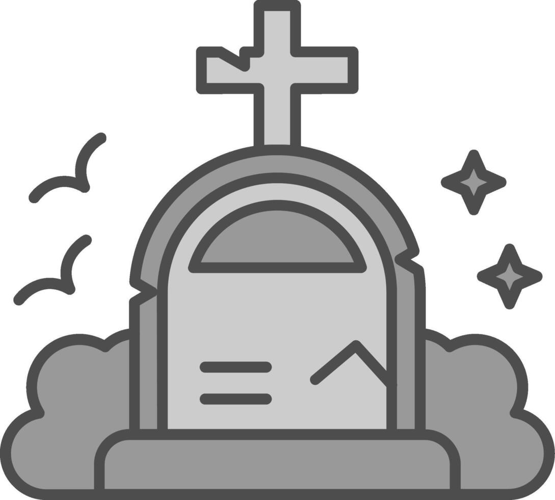 Grave Line Filled Greyscale Icon vector