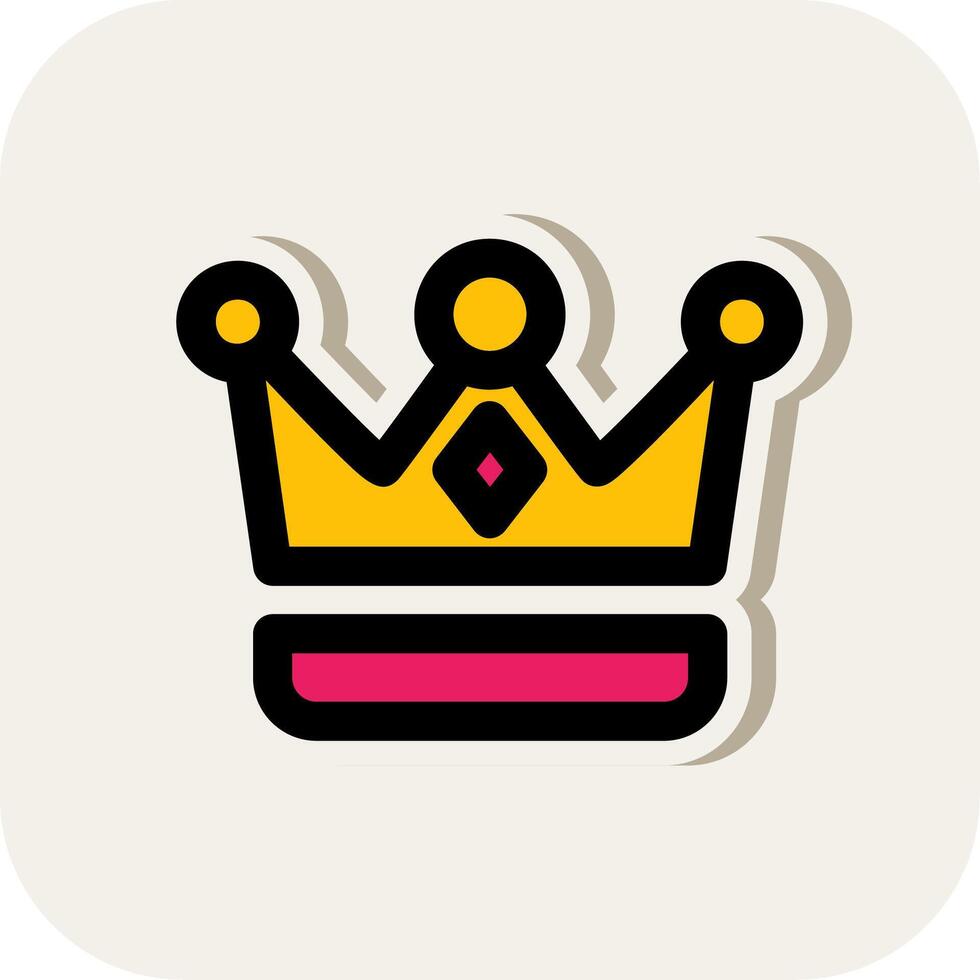 Crown Line Filled White Shadow Icon vector