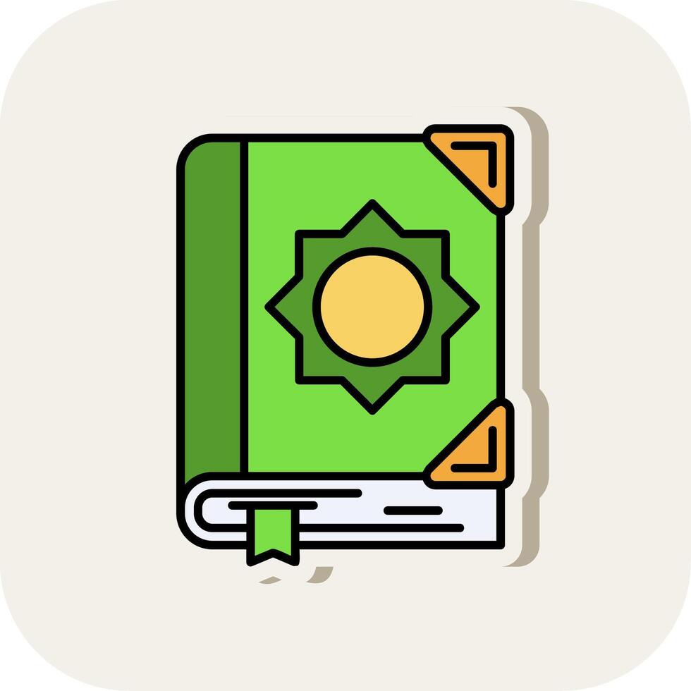 Quran Line Filled White Shadow Icon vector