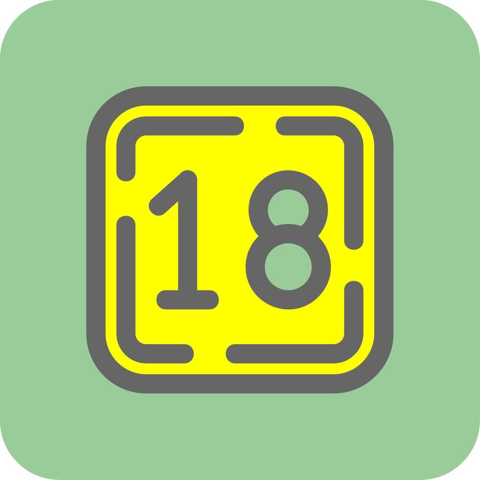 Eighteen Filled Yellow Icon vector