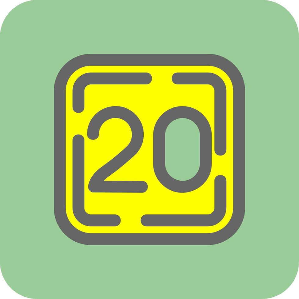 Twenty Filled Yellow Icon vector