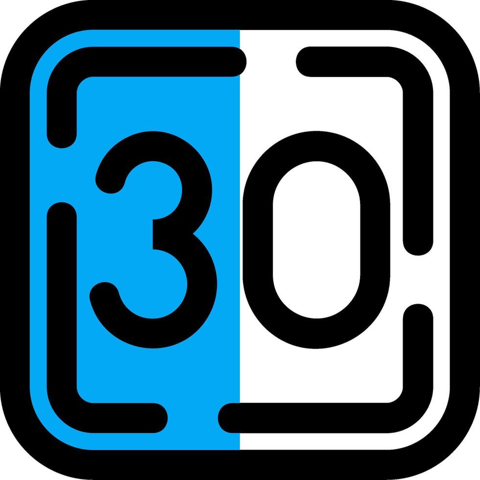 Thirty Filled Half Cut Icon vector