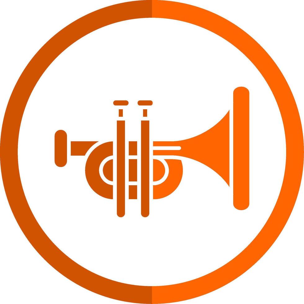 trompeta glifo naranja circulo icono vector