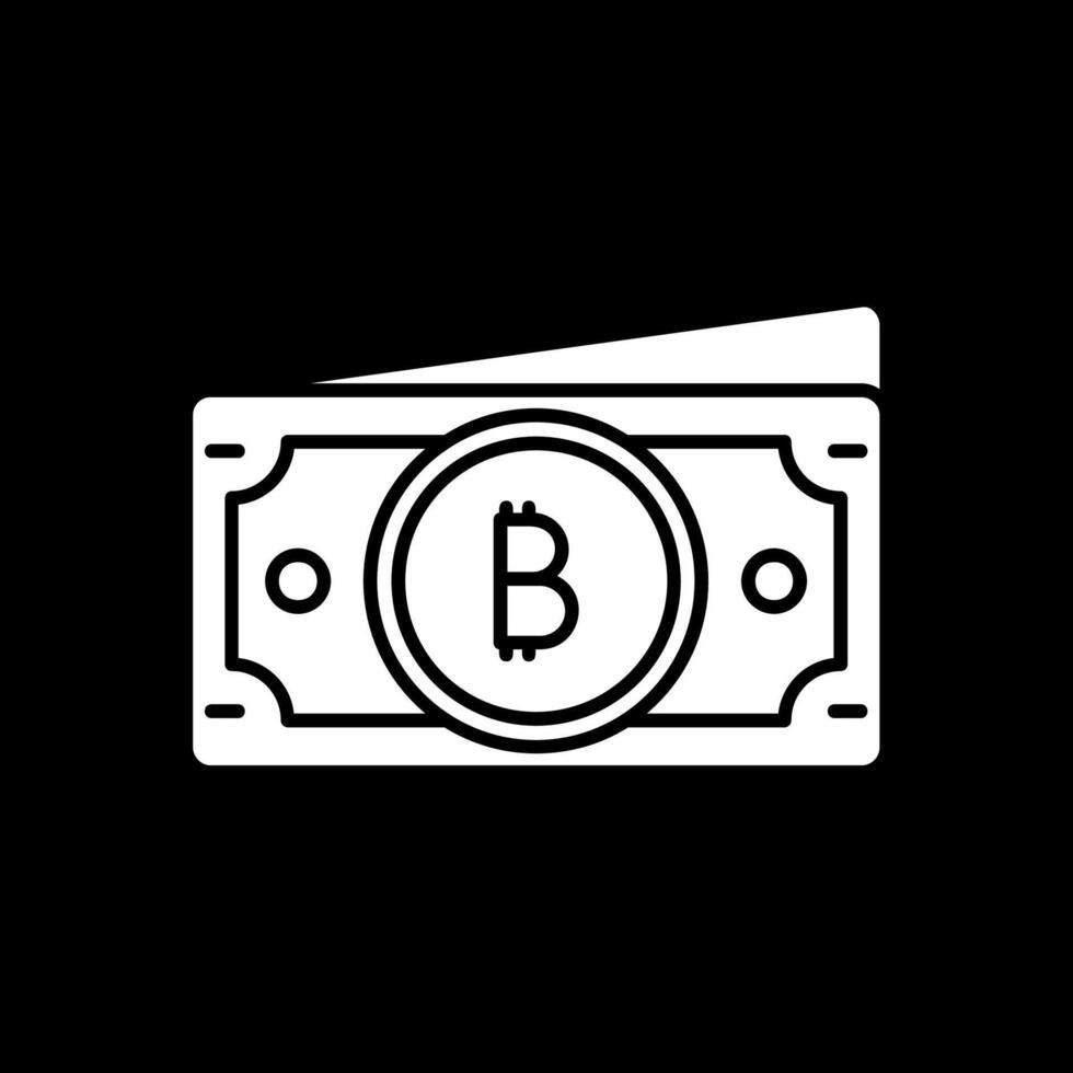 bitcoin glifo invertido icono vector