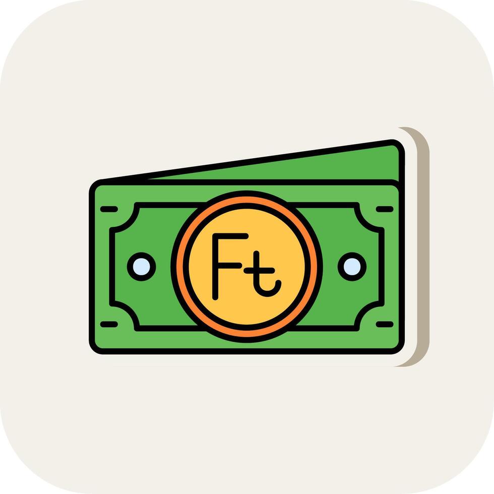 Forint Line Filled White Shadow Icon vector