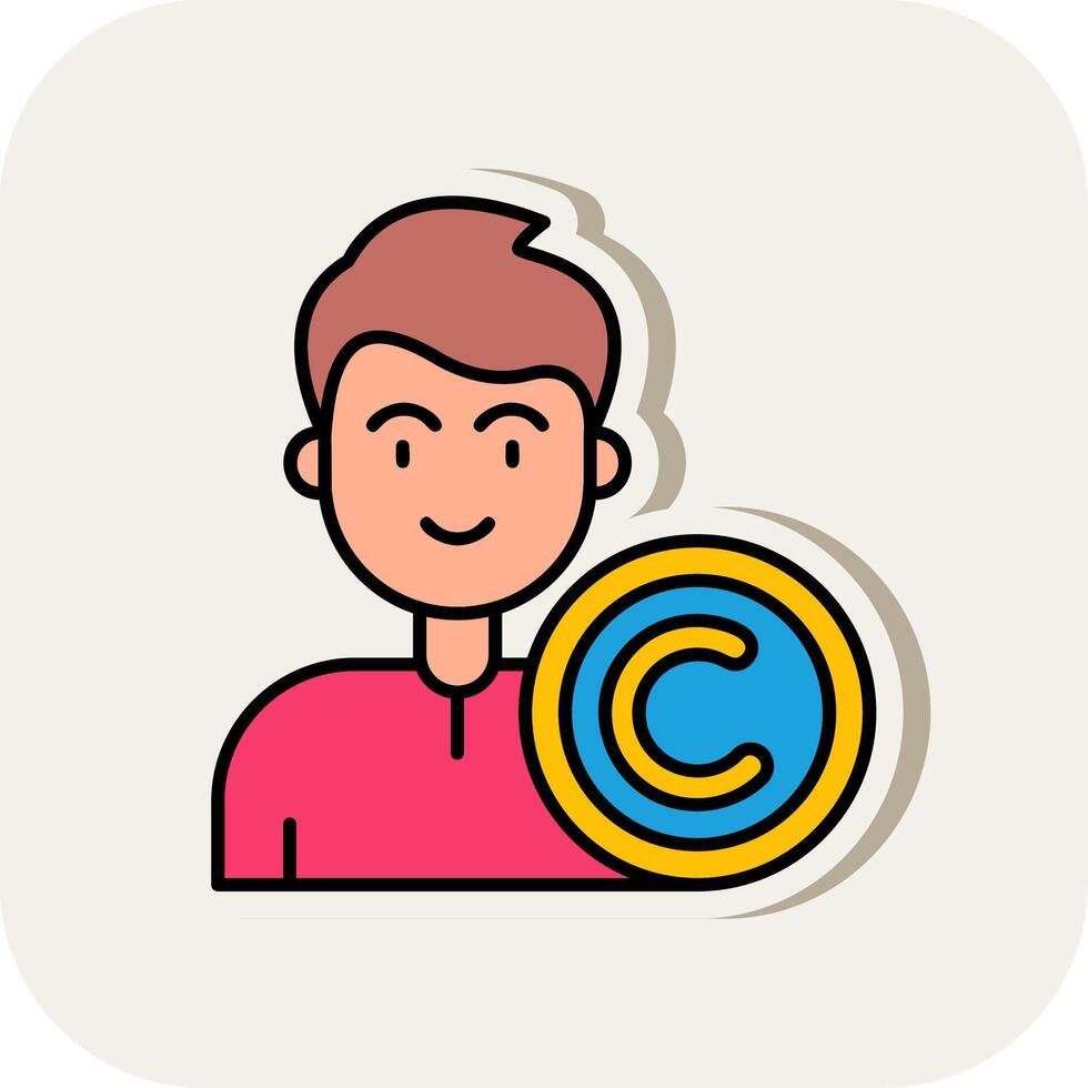 Copyright Line Filled White Shadow Icon vector