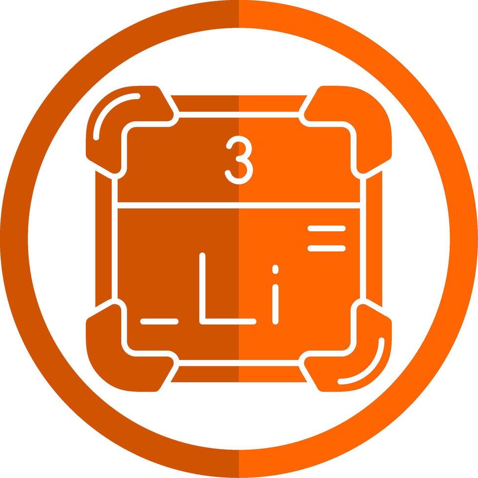 Lithium Glyph Orange Circle Icon vector