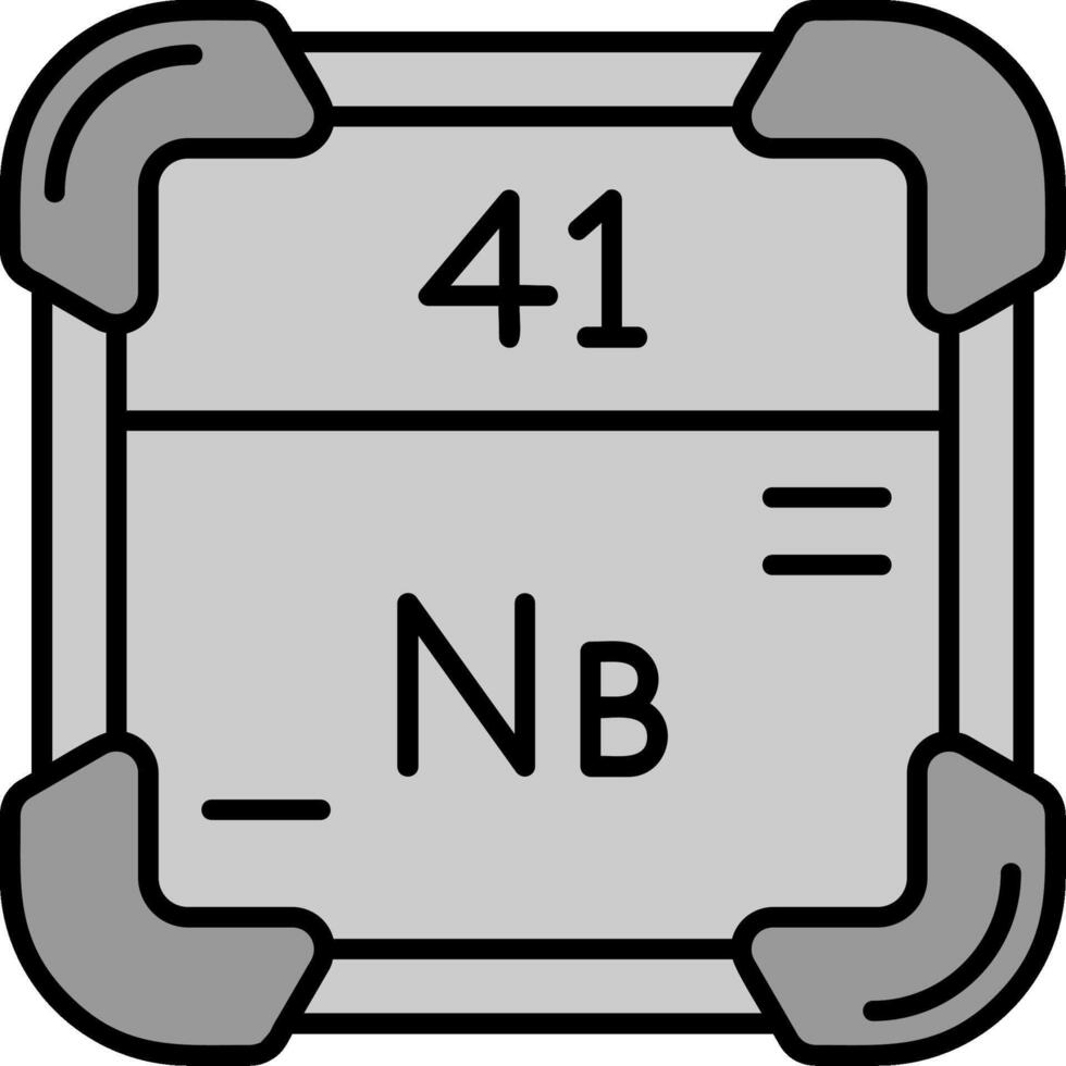 niobio línea lleno escala de grises icono vector