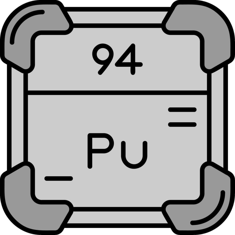 plutonio línea lleno escala de grises icono vector