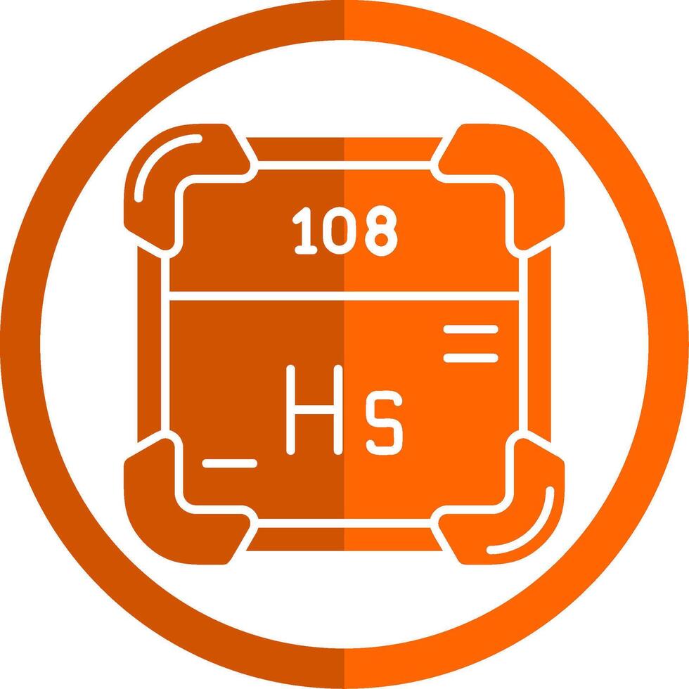 hassium glifo naranja circulo icono vector