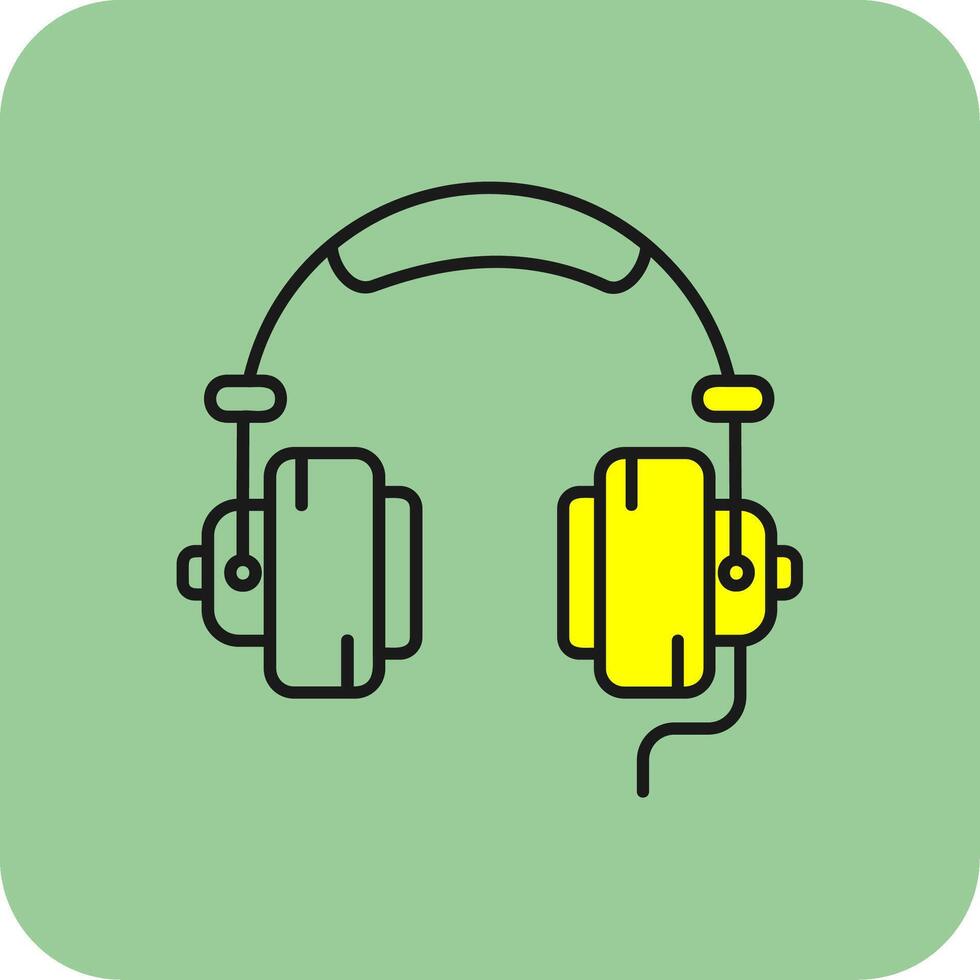 Headphone Filled Yellow Icon vector