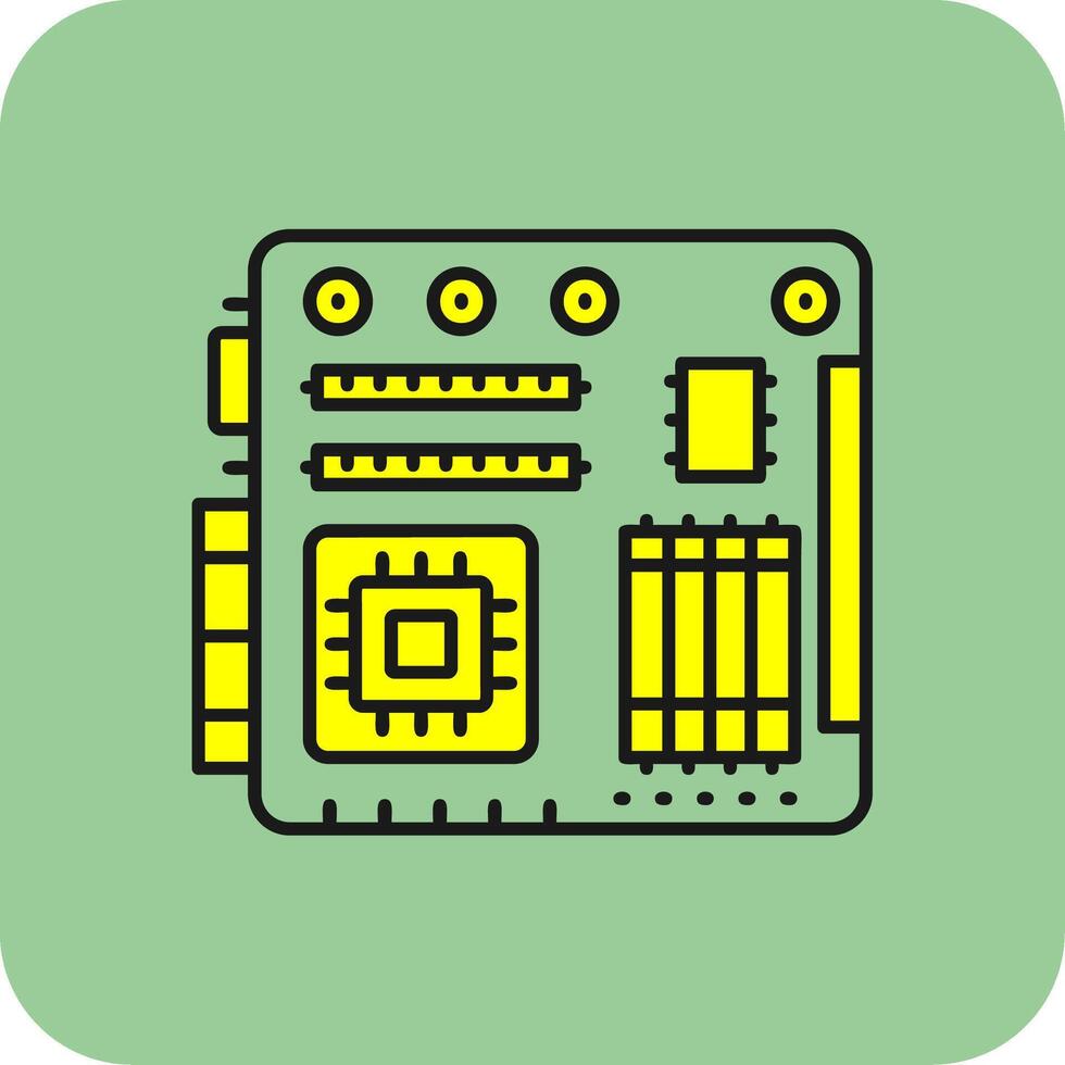 Motherboard Filled Yellow Icon vector