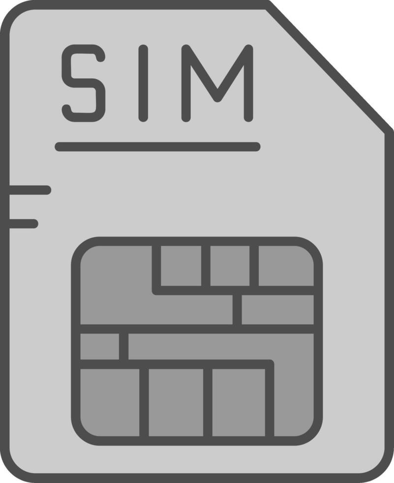 Sim Line Filled Greyscale Icon vector