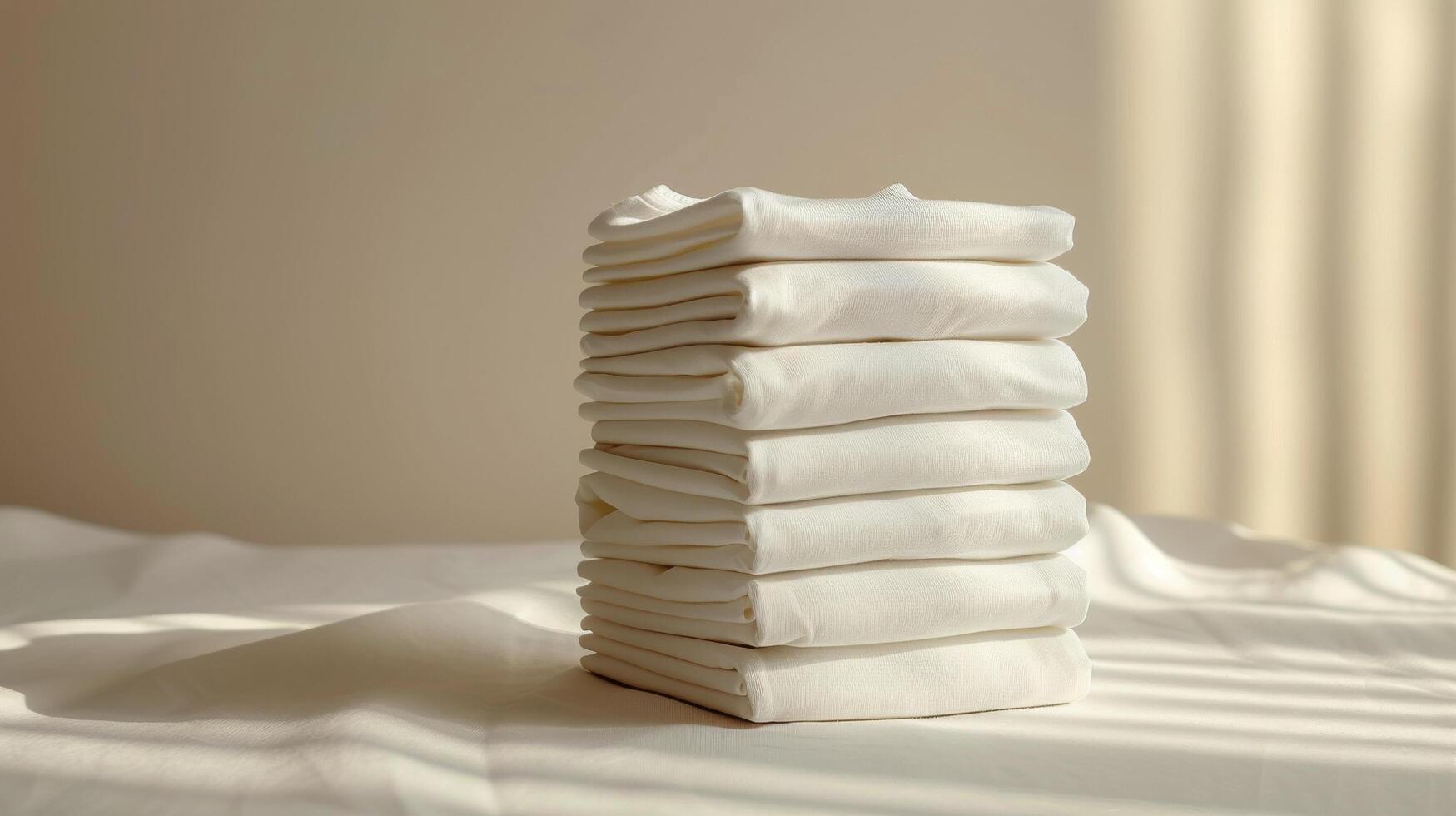 AI generated Stack of White Sheets on Table photo