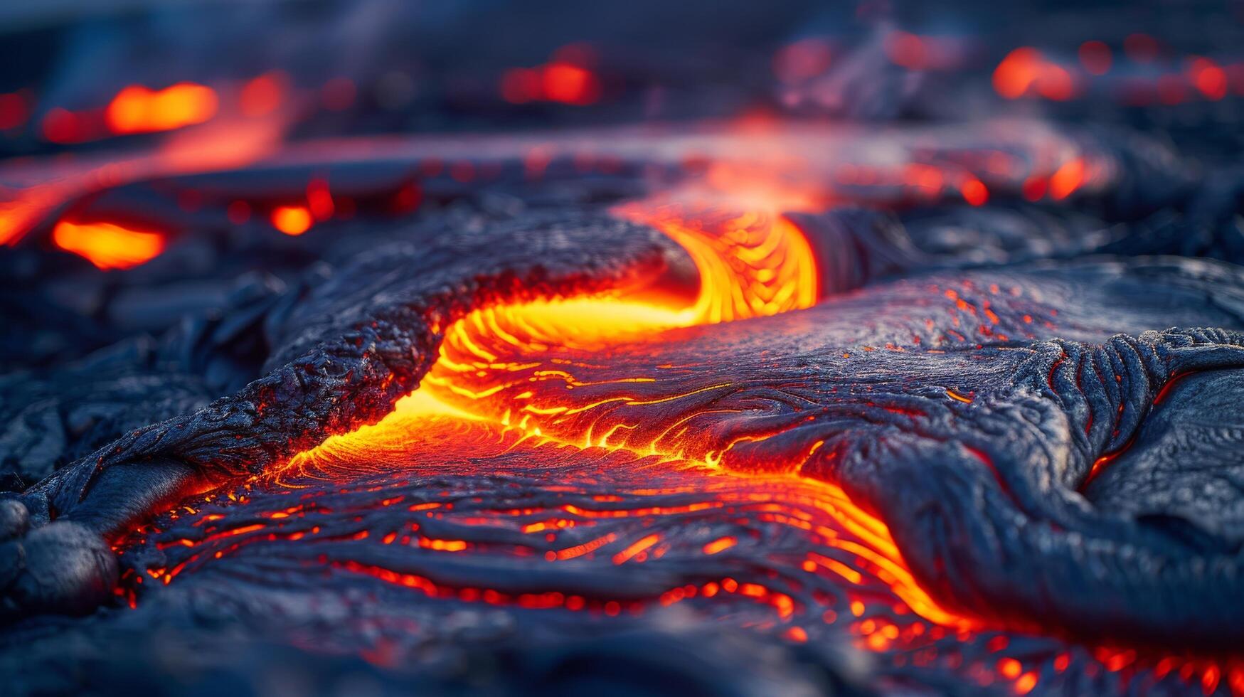 AI generated Lava Flow in the Ocean Close Up photo