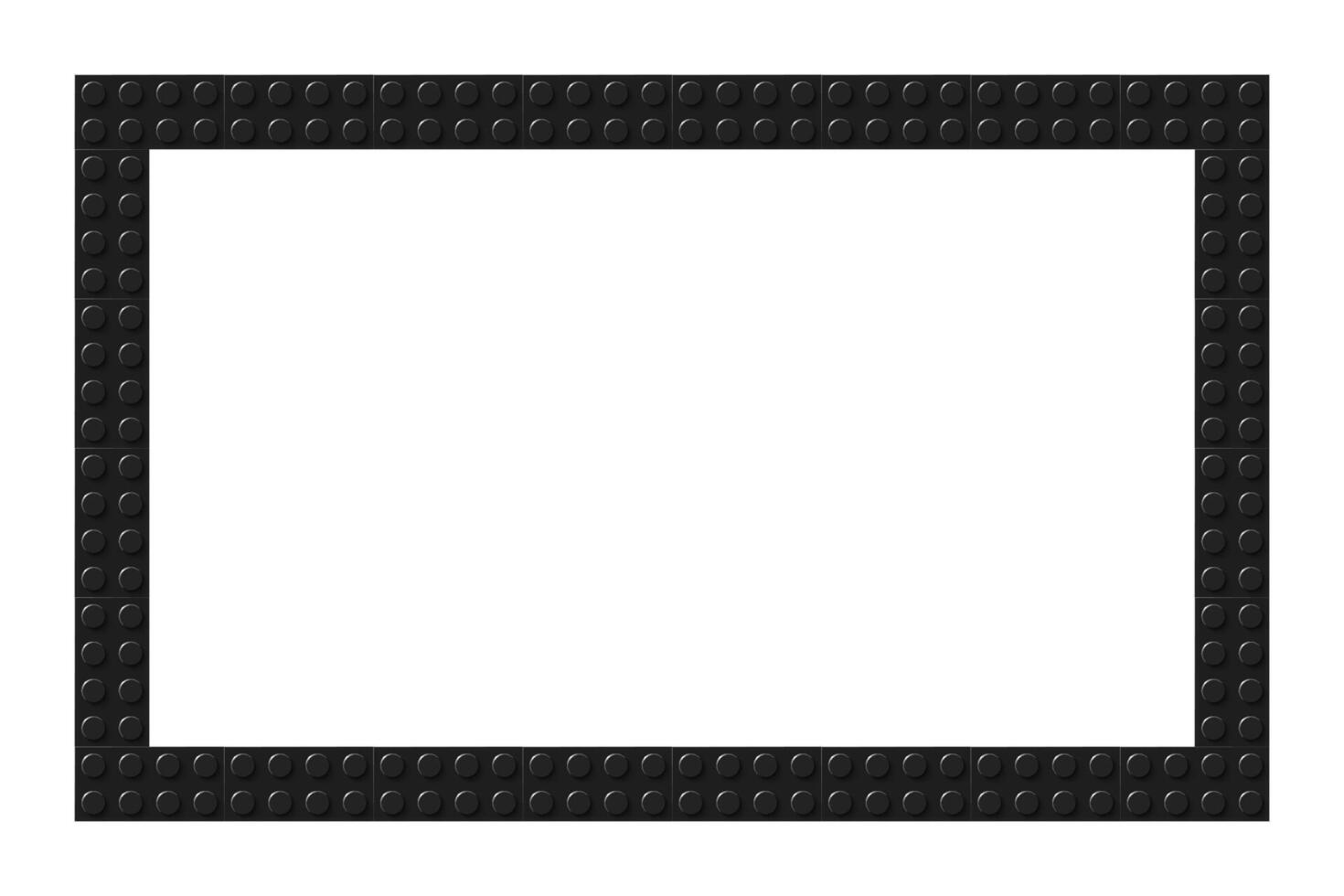Simple frame composed of black toy blocks. Black and white brick banner. Abstract vector background