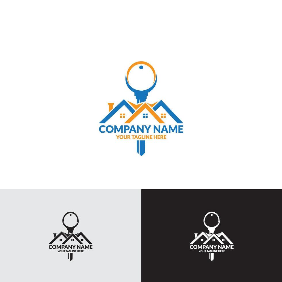 Real Estate Mortgage With Key Logo Template vector