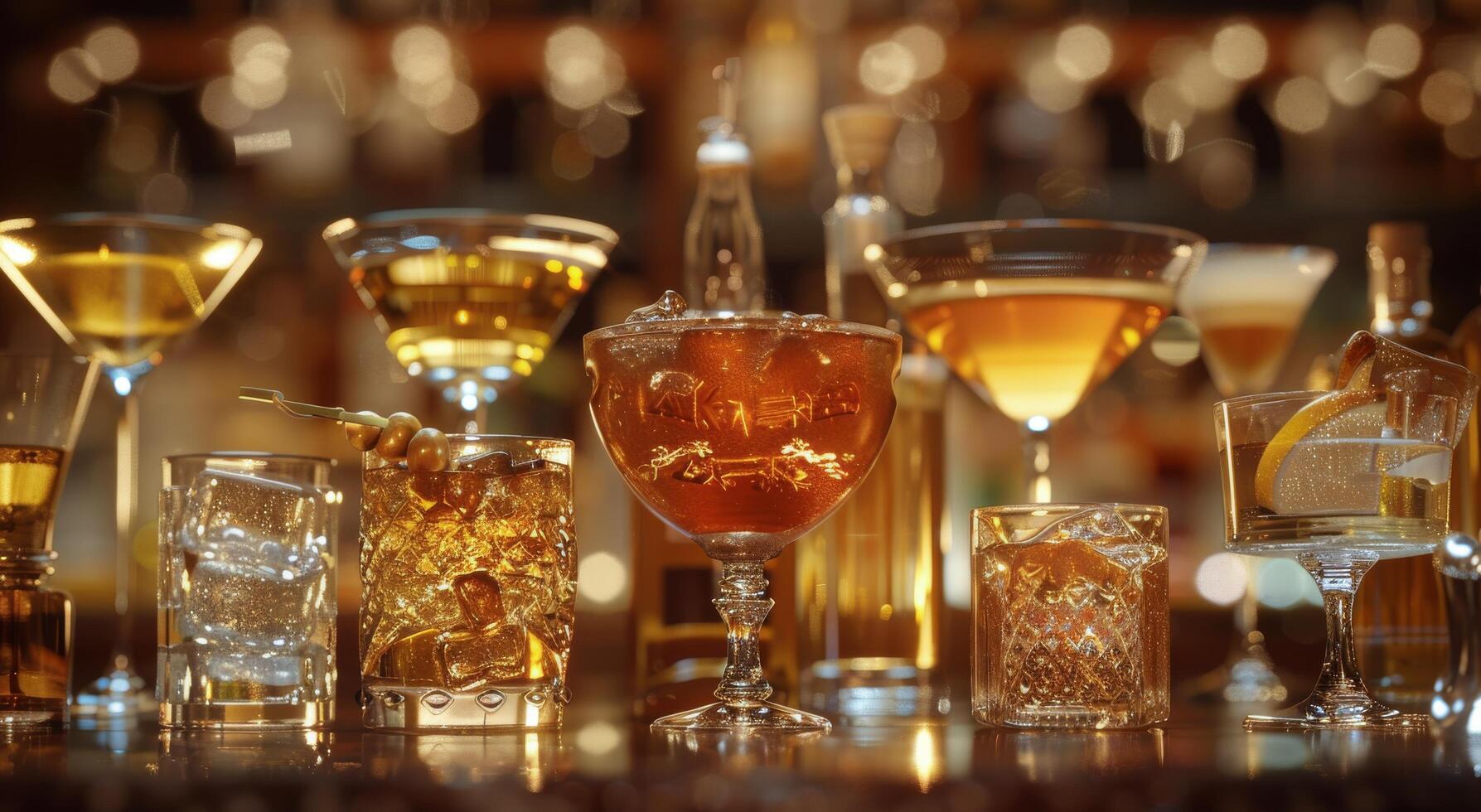 AI generated Array of Cocktails on Table photo