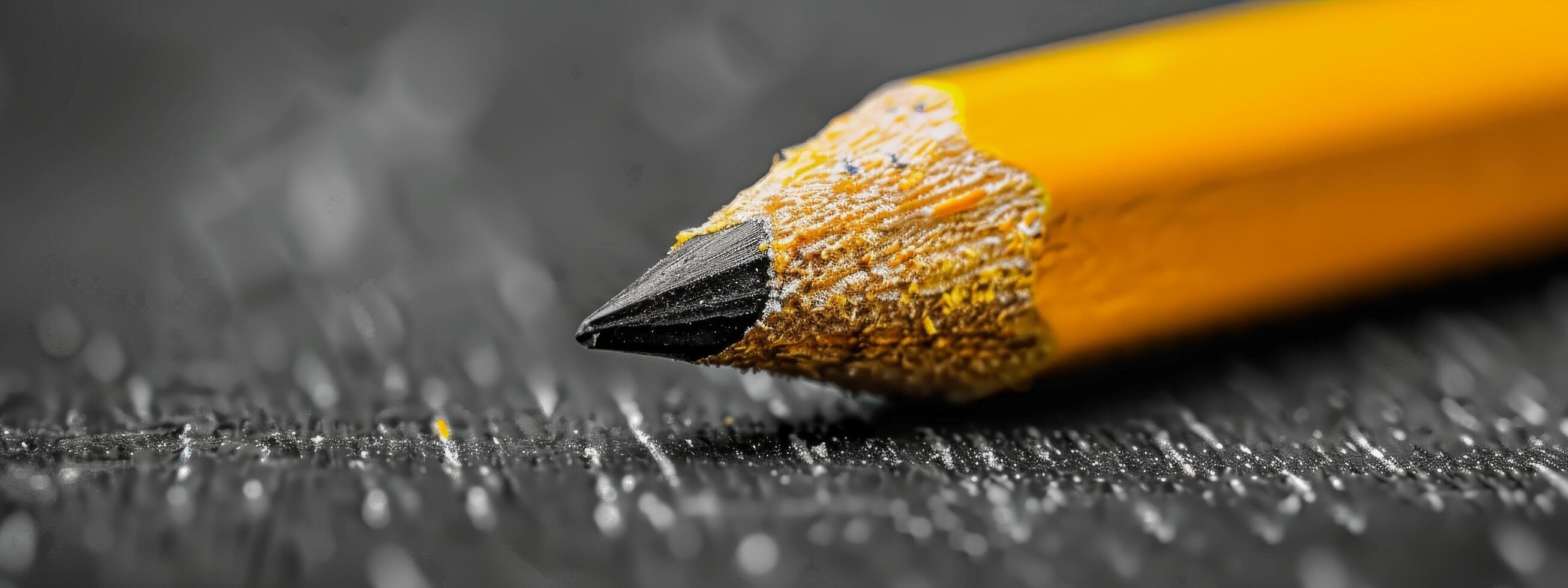 AI generated Pencil Close Up on Black Surface photo