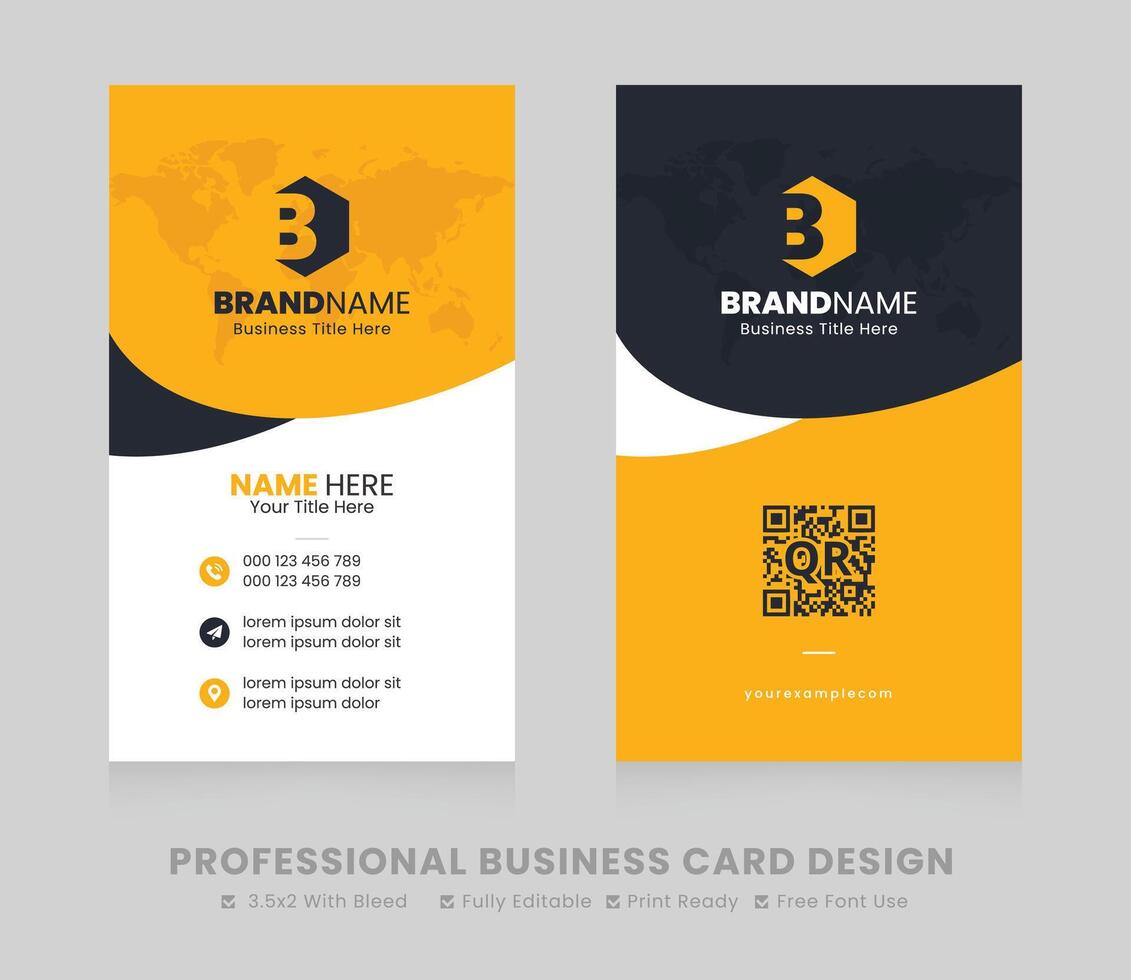 Vertical Creative Corporate Business Card Design Template vector