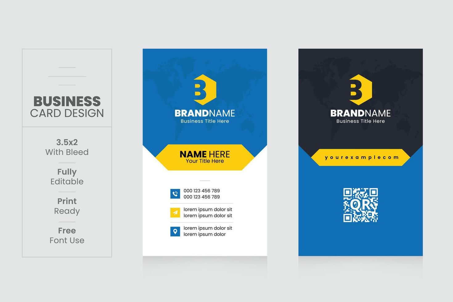 Vertical Creative Corporate Business Card Design Template vector