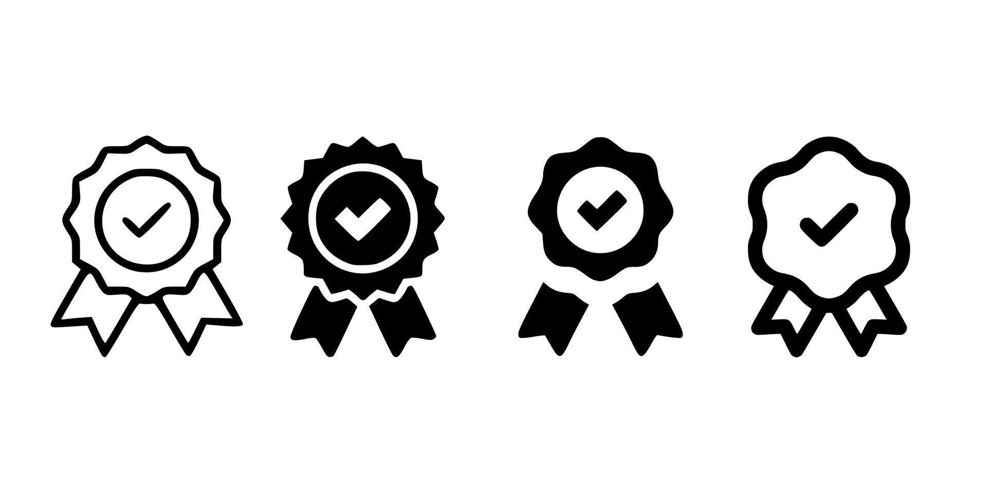 Approved or certified medal icon. Approval check symbol. Winning award, prize, medal or badge. Verified medal icon. Icon in flat style and line. vector