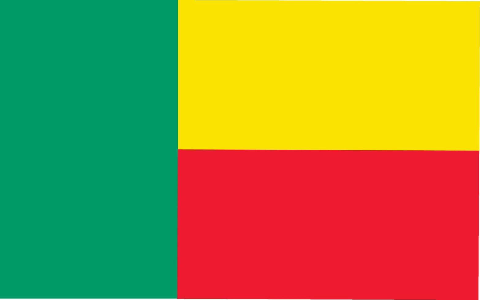 Benin flag, official colors and proportion correctly. National Benin flag. Vector illustration.