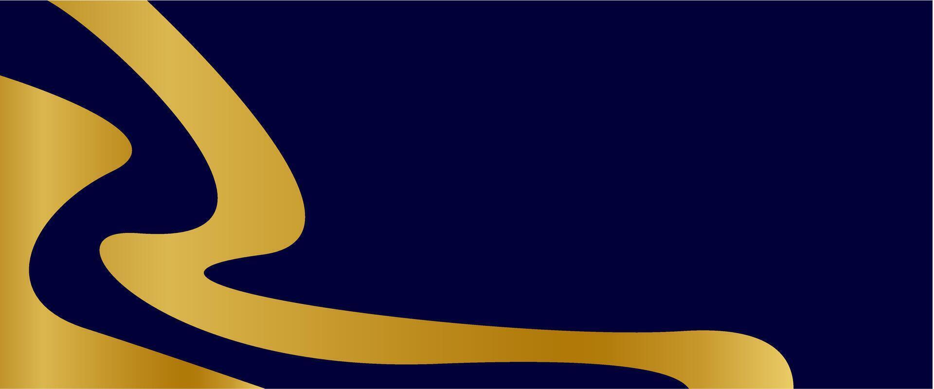 Abstract elegant dark blue background with golden shape vector