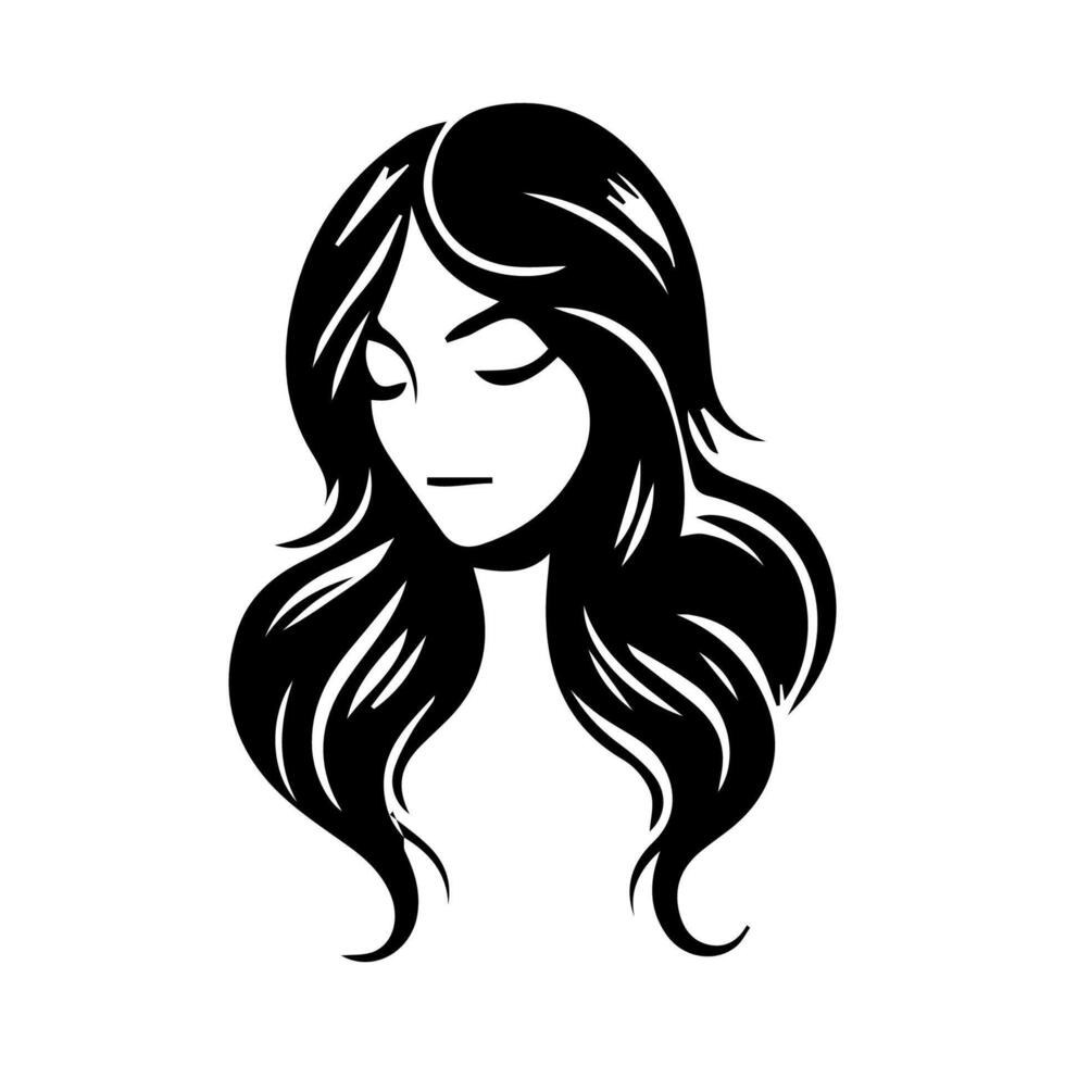 Woman head silhouette, face profile, vignette. Hand drawn vector illustration, isolated on white background. Design for invitation, greeting card, vintage style.