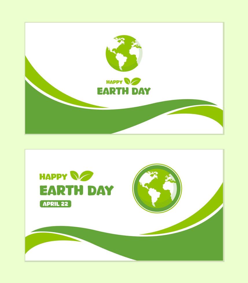 Earth Day design template. Simple clean background with green waving shapes. For prints, flyers, covers, cards, and banners. Eco concepts. Vector Illustrations