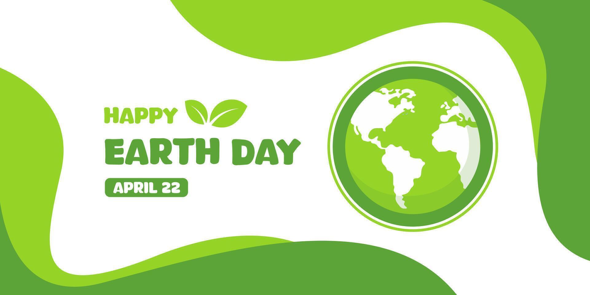 Earth Day design template. Abstract green background with wavy organic shapes. Vector Illustrations