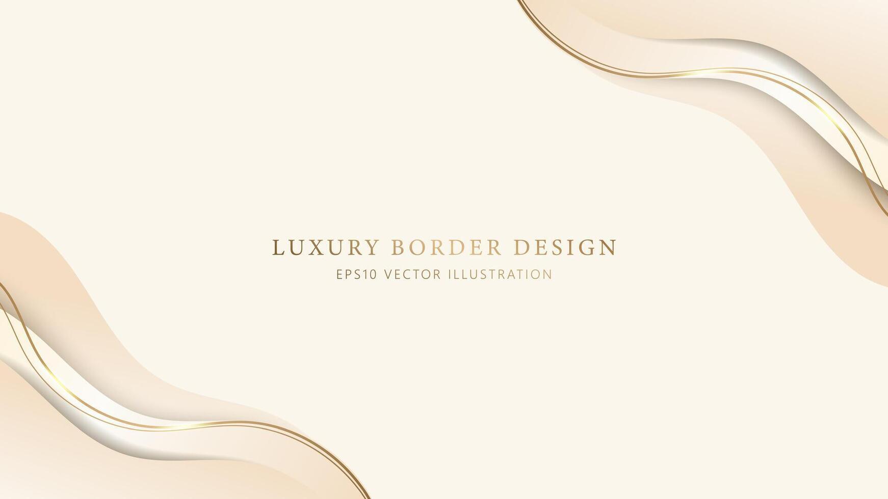 Abstract Elegant gold border with flowing lines on beige background. Luxury soft gold frame with golden line vector illustration