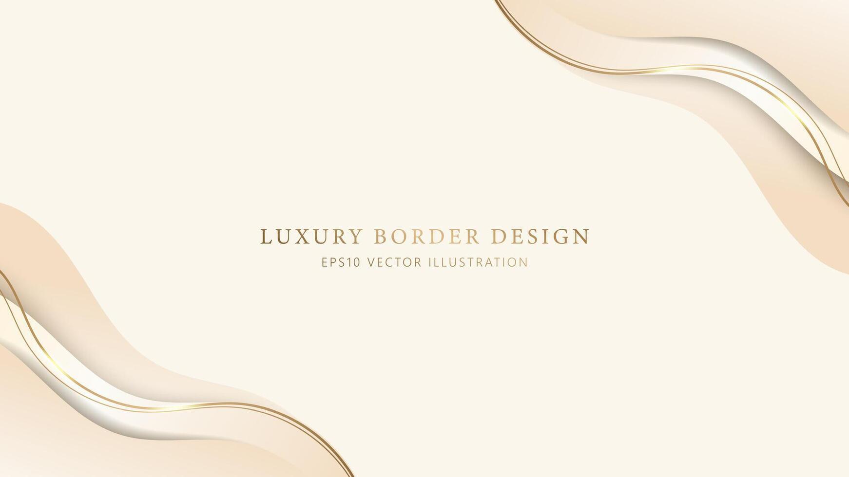 resumen elegante oro frontera con fluido líneas en beige antecedentes. lujo suave oro marco con dorado línea vector ilustración