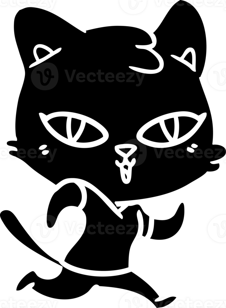 tecknad serie katt ut för en springa fast svart ikon png