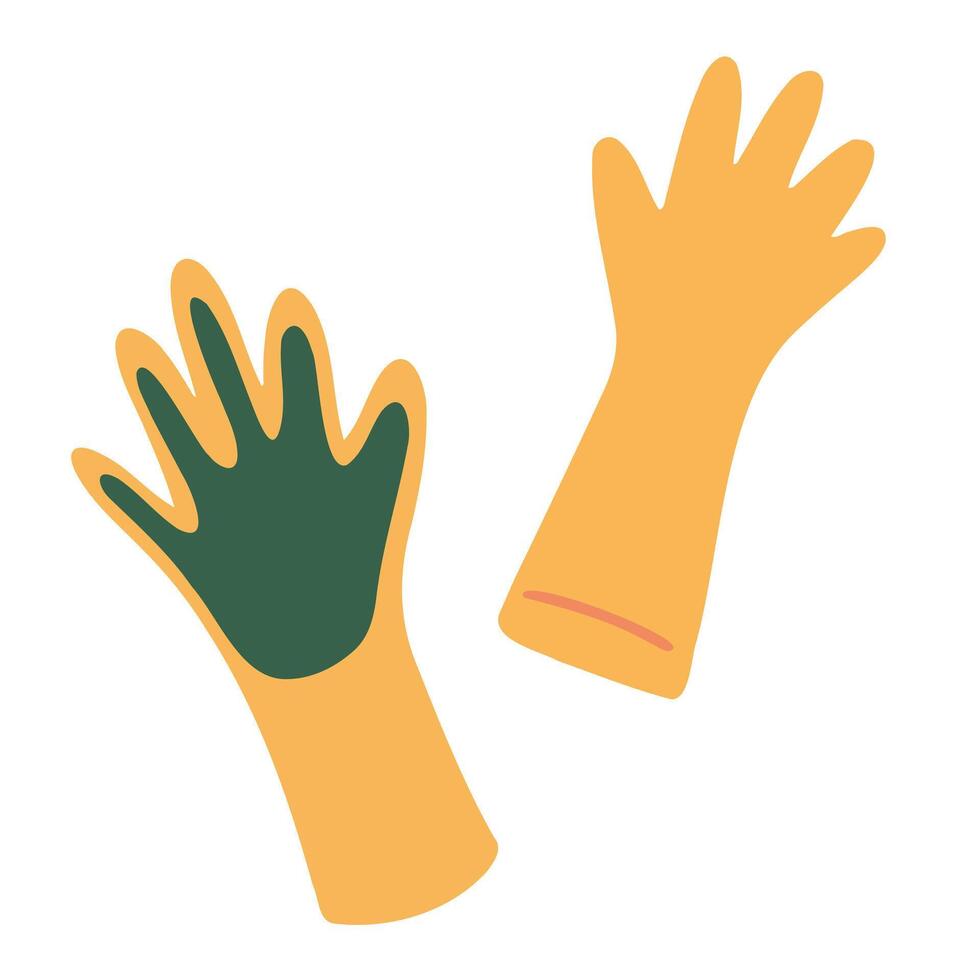 yellow gloves of for work in the garden and field or agriculture in a cute flat hand-drawn style vector