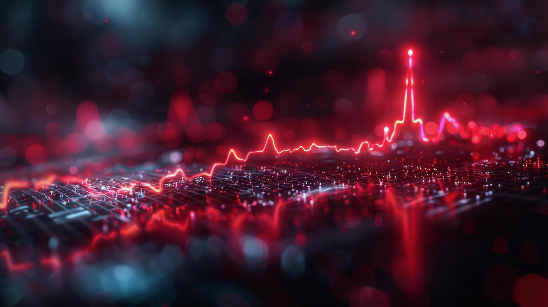 AI generated Red and Black Background With Line Graph photo