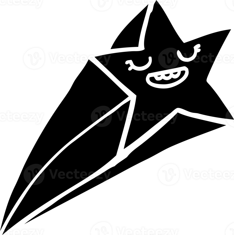 line drawing cartoon shooting star solid black icon png