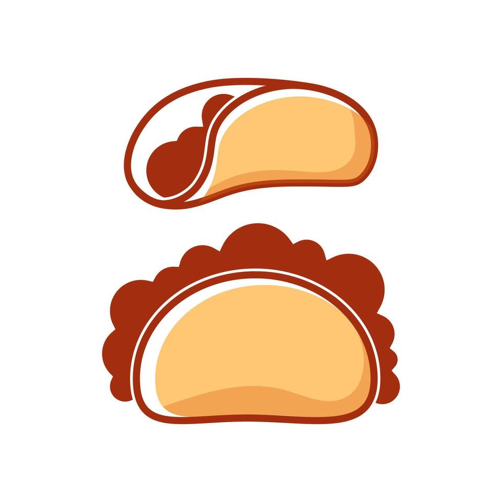 The emblem of a cafe with Mexican food is an appetizing taco logo in a laconic style vector