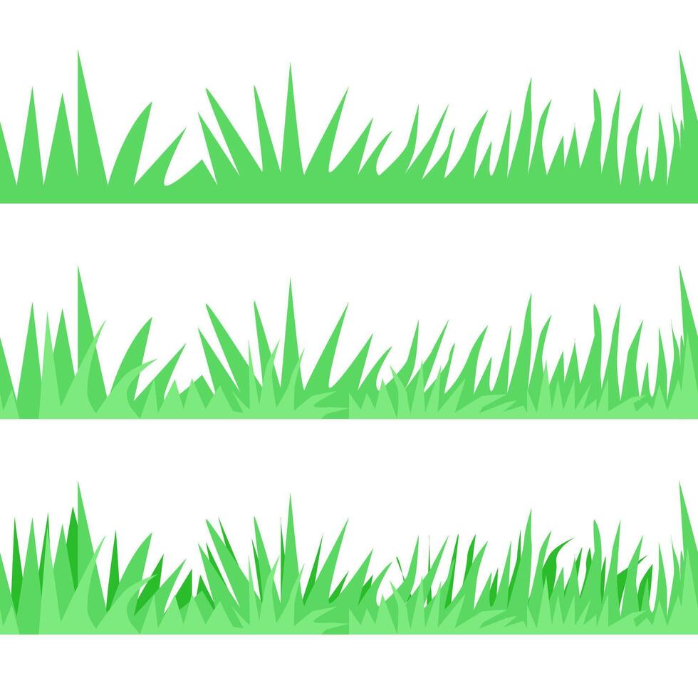 conjunto de diferente verde césped sin costura fronteras vector