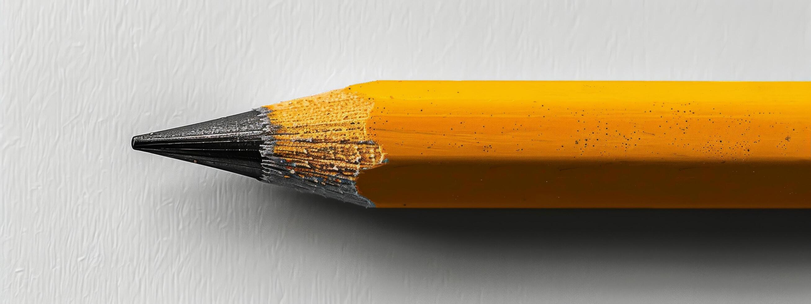 AI generated Yellow Pencil Close-Up on White Surface photo