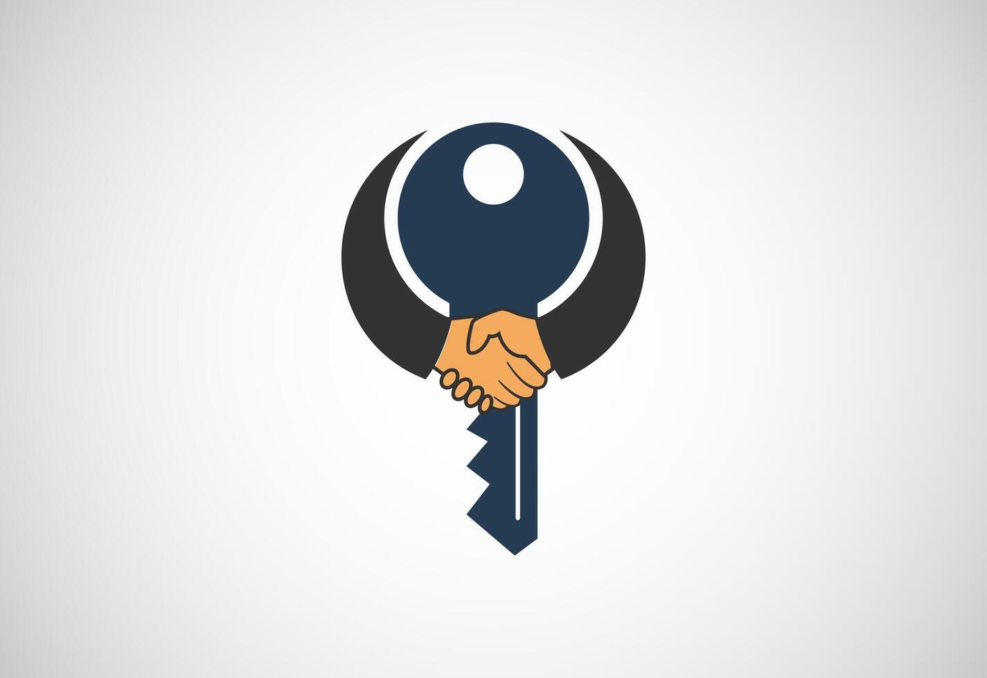Hand key logo design vector illustration. Market deal logo