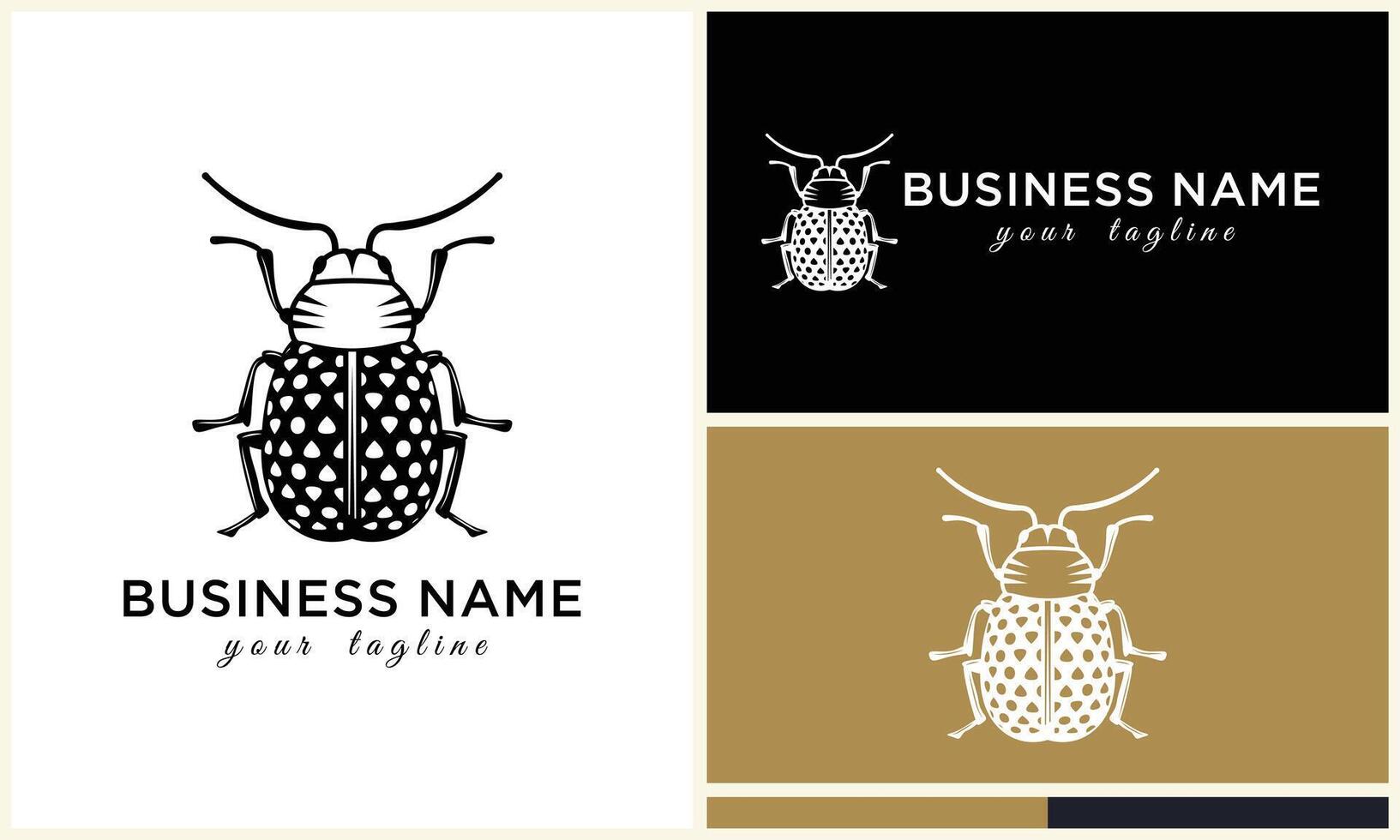 silhouette ladybug beetles logo template vector