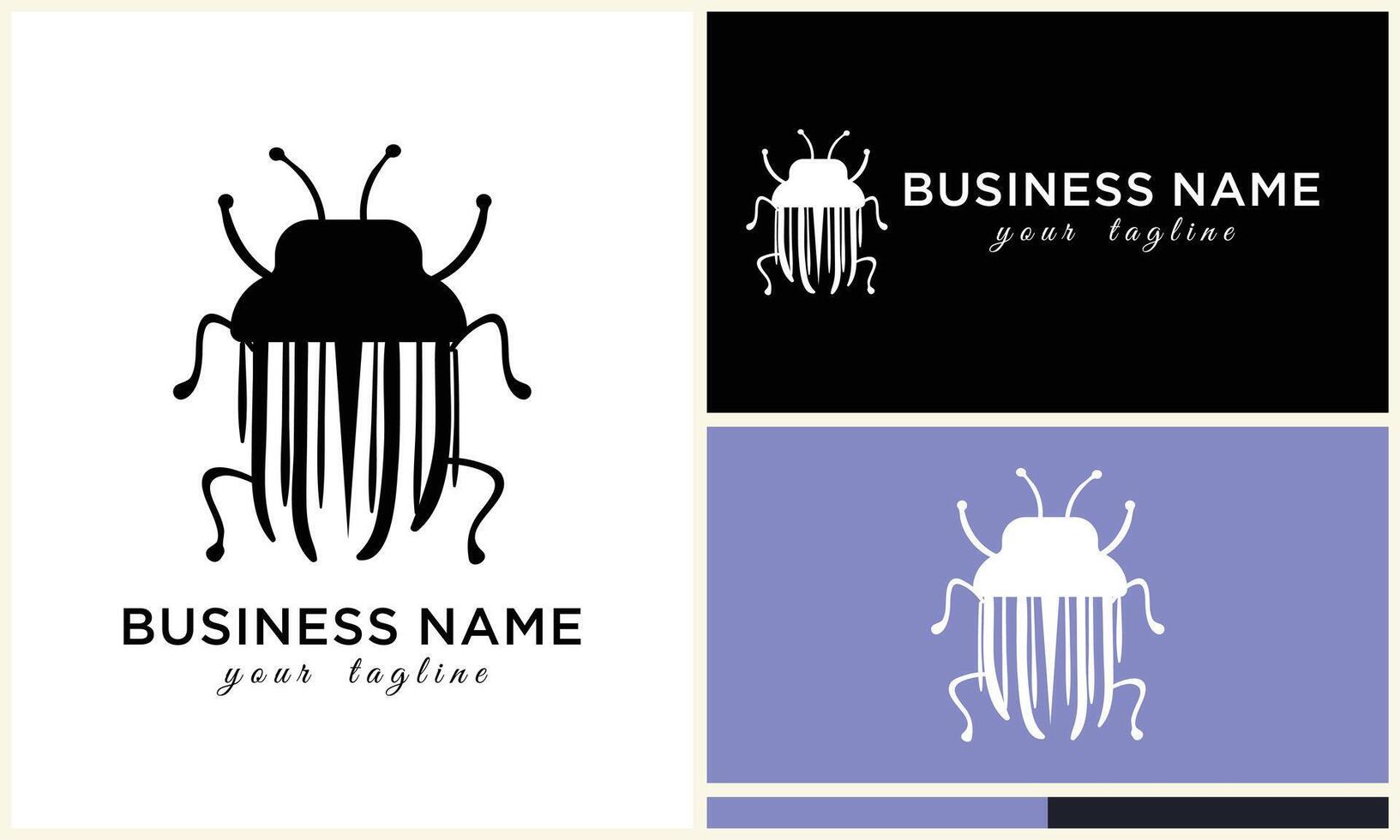 silhouette ladybug beetles logo template vector