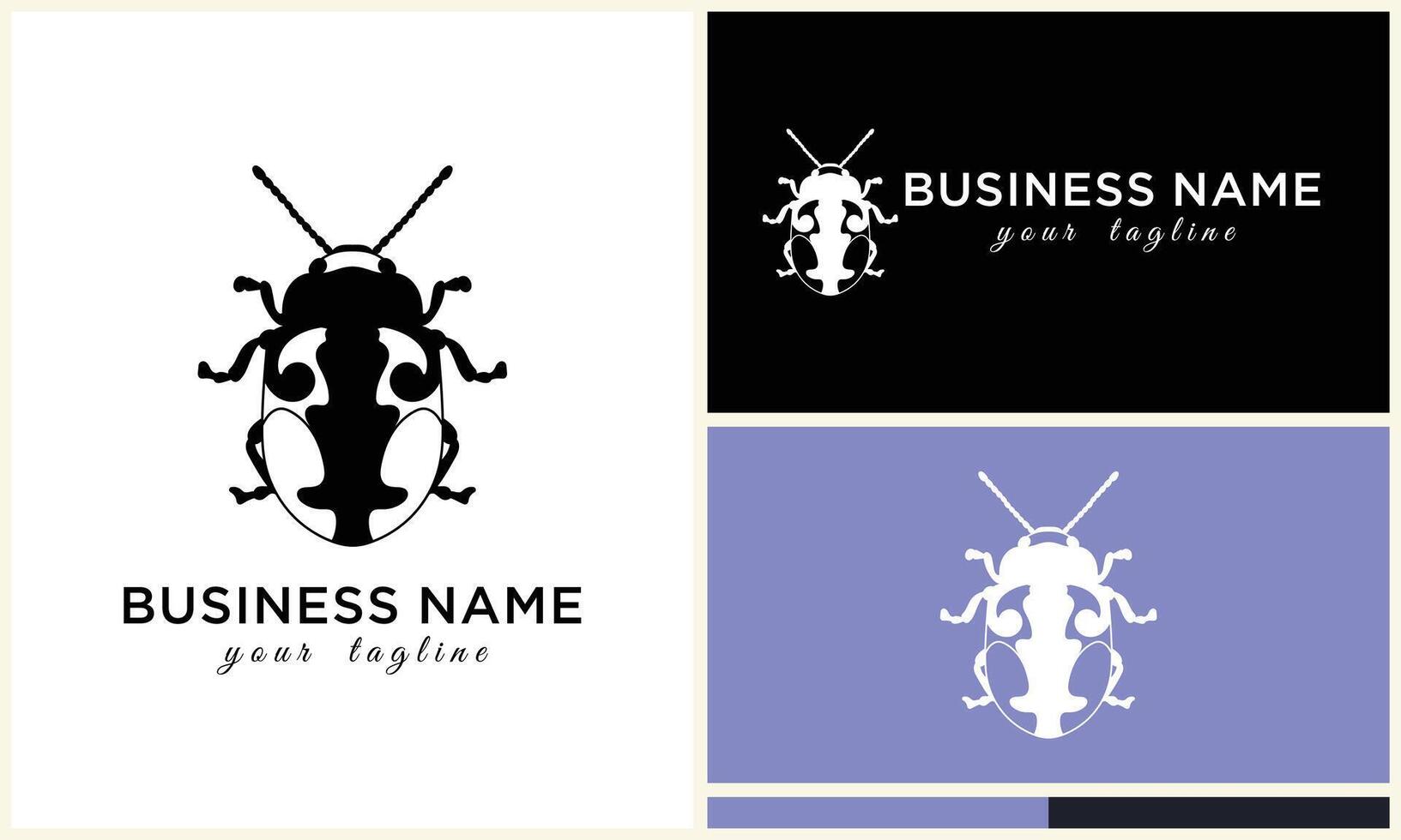 silhouette ladybug beetles logo template vector