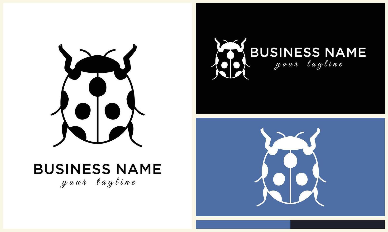 silhouette ladybug beetles logo template vector