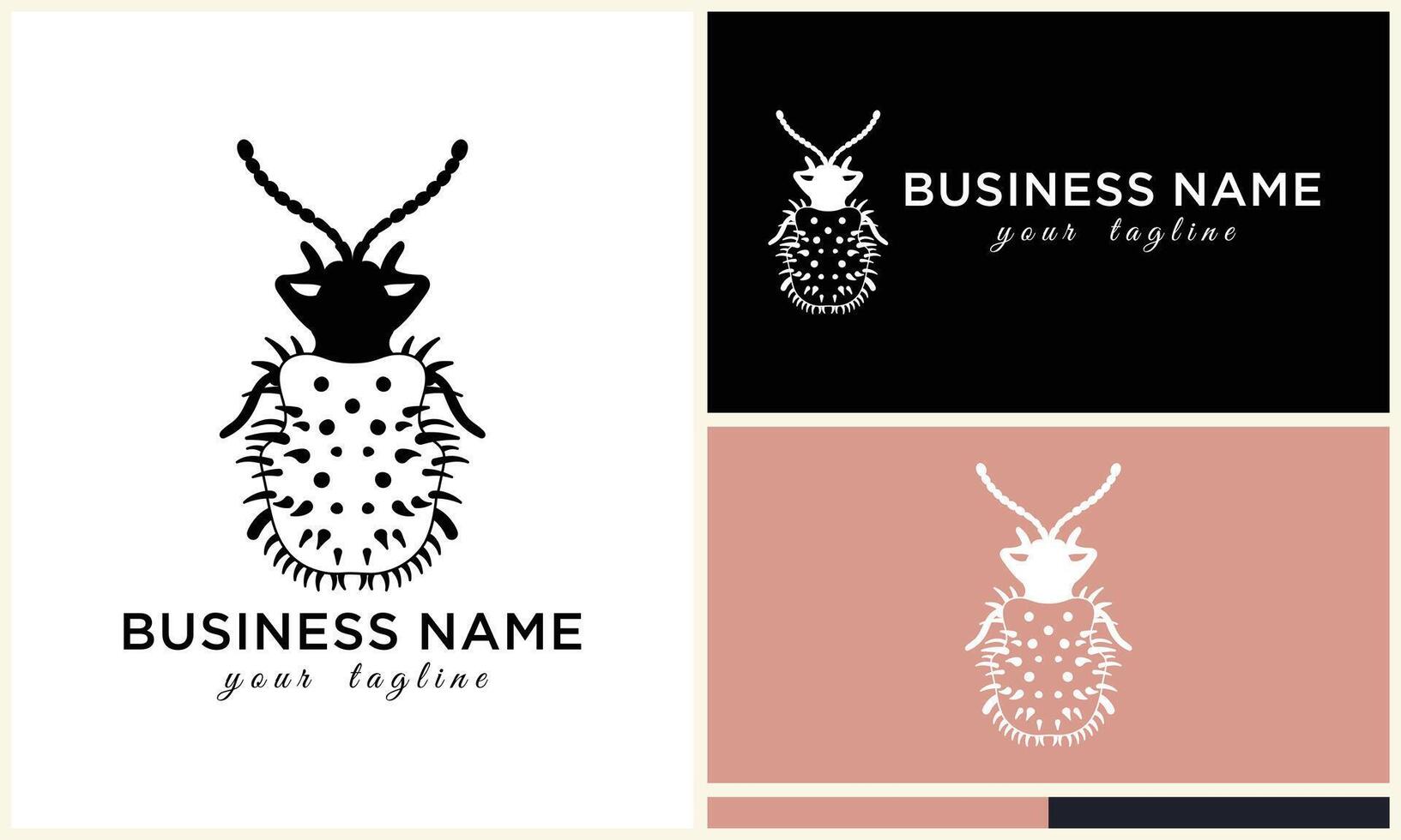 silhouette ladybug beetles logo template vector